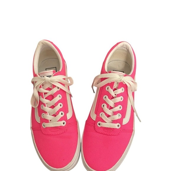 Vans Ward Low Top Neon Pink Canvas Sneakers White Side Stripe Size 8 - Picture 2 of 5